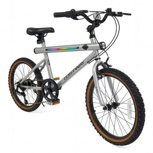 20 Inch LED-lit Cycling Bike with 2 Speakers and Ambient Lights for Men and Women-Black