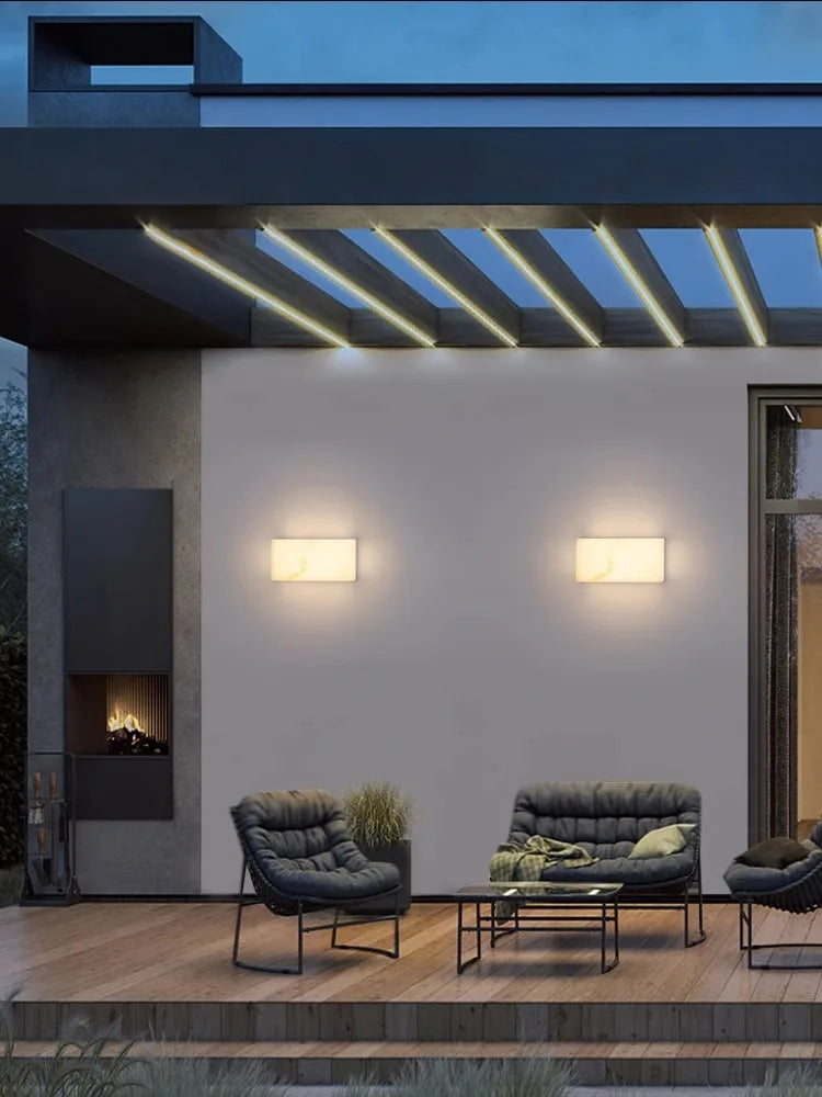 DecorBites™ Art Deco Marble Cube LED Wall Sconce Indoor Outdoor IP54 Waterproof