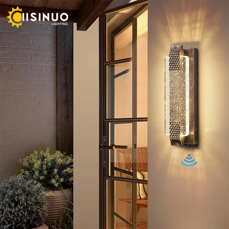 DecorBites™ Crystal Bubble Glass LED Outdoor Wall Sconce for Porch and Garden