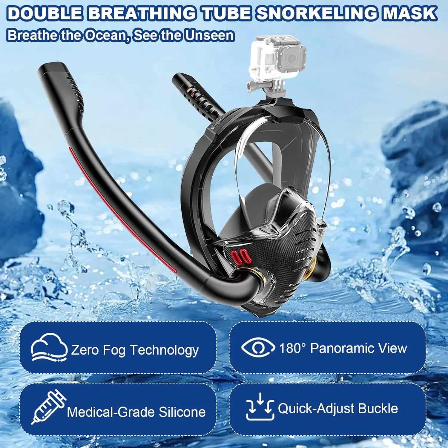 Snorkeling Mask Set, Adult Swimming Fins Set, Silicone Fins, Universal and Adjustable—Snorkeling Gear for a Summer of Fun