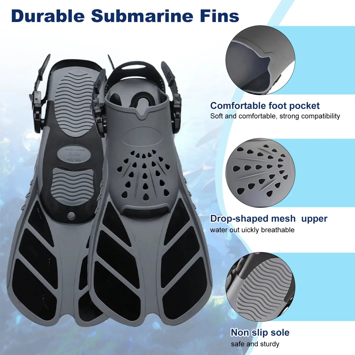 Snorkeling Mask Set, Adult Swimming Fins Set, Silicone Fins, Universal and Adjustable—Snorkeling Gear for a Summer of Fun