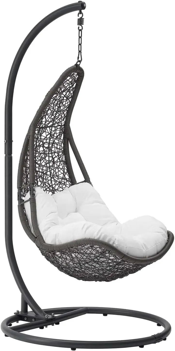 Modway Abate Outdoor Wicker Rattan Swing Chair Set with Stand
