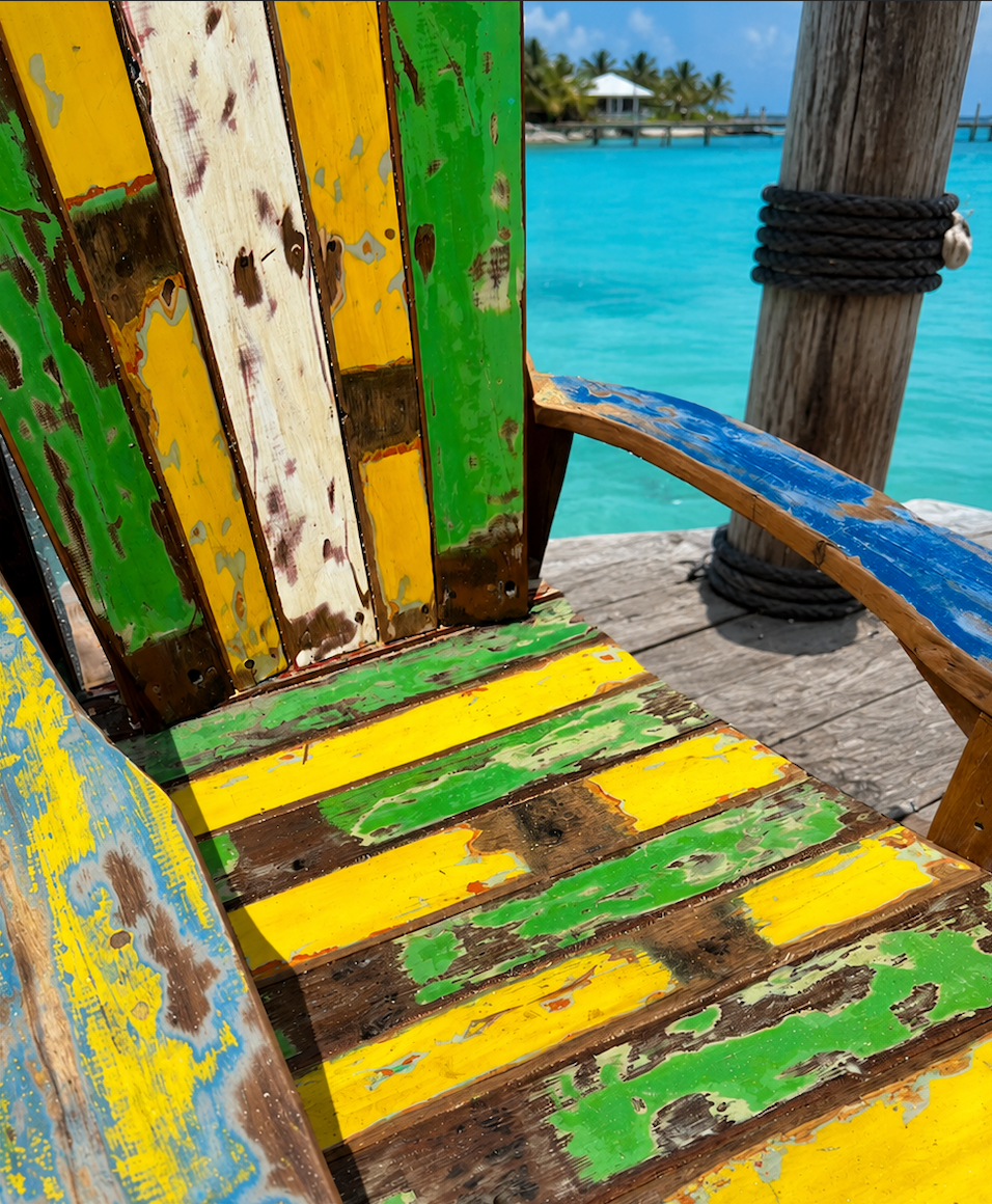 Recycled Boat Wood Adirondack Rocking Chair – Handmade in Bali, Indonesia