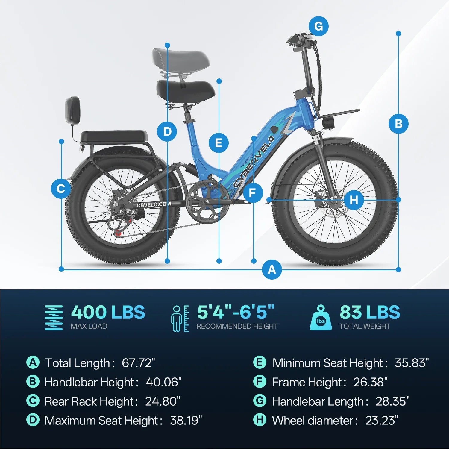 CYBERVELO EK12 1000W Electric Fat Tire Bike With Removable Battery
