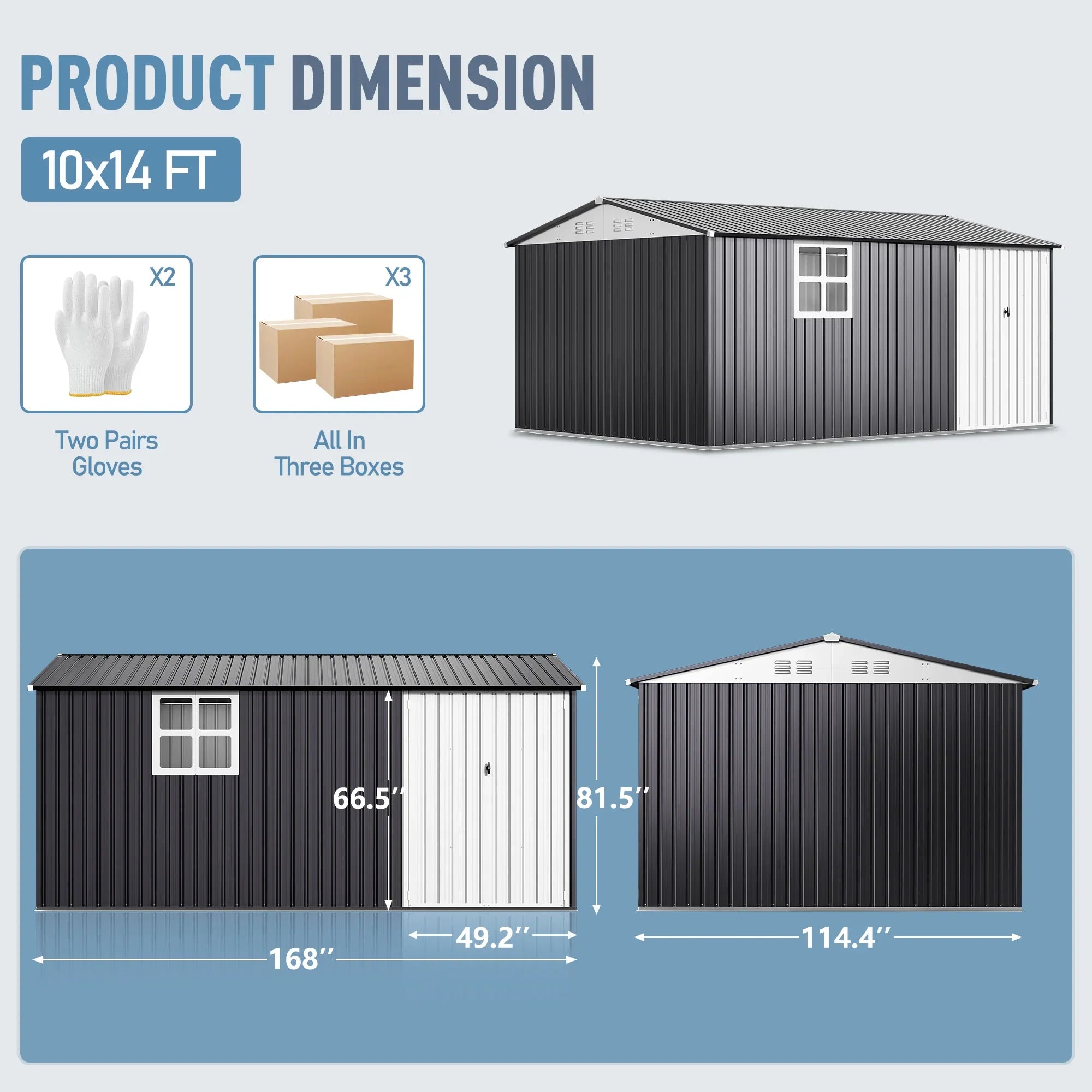VIWAT Outdoor Metal Storage Shed With Lockable Door And Window