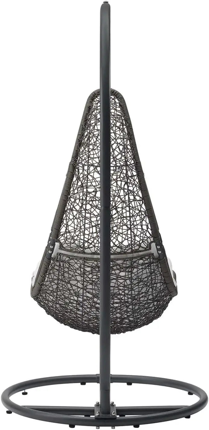 Modway Abate Outdoor Wicker Rattan Swing Chair Set with Stand