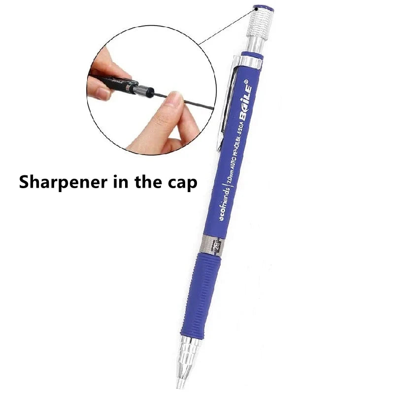 Mechanical Pencil Set With 2B Lead Refills For Writing And Sketching