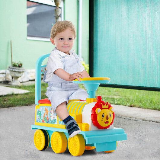 6V Electric Kids Ride On Car Toy Train with 16 Pieces Tracks-Green