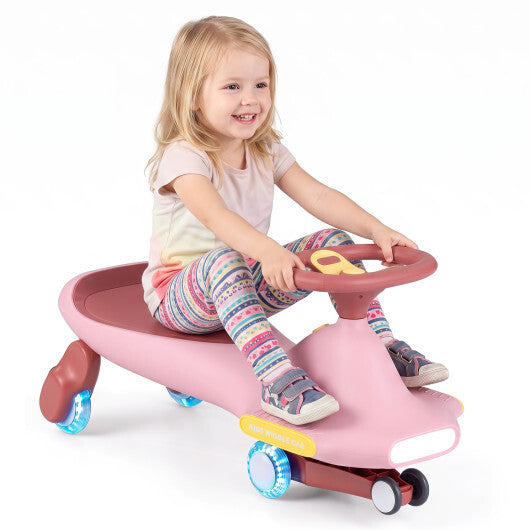 Wiggle Car for Kids with LED Flashing Wheels for Indoor Outdoor Play-Blue