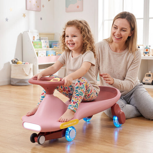 Wiggle Car for Kids with LED Flashing Wheels for Indoor Outdoor Play-Blue