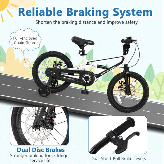 16 Inch Kids Bike Magnesium Alloy Bicycle Adjustable for Aged 4 to 7-16 inches