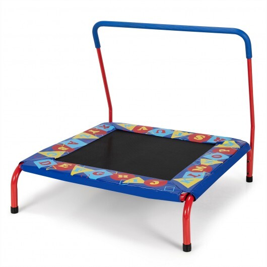 36 Inch Kids Indoor Outdoor Square Trampoline with Foamed Handrail-Blue