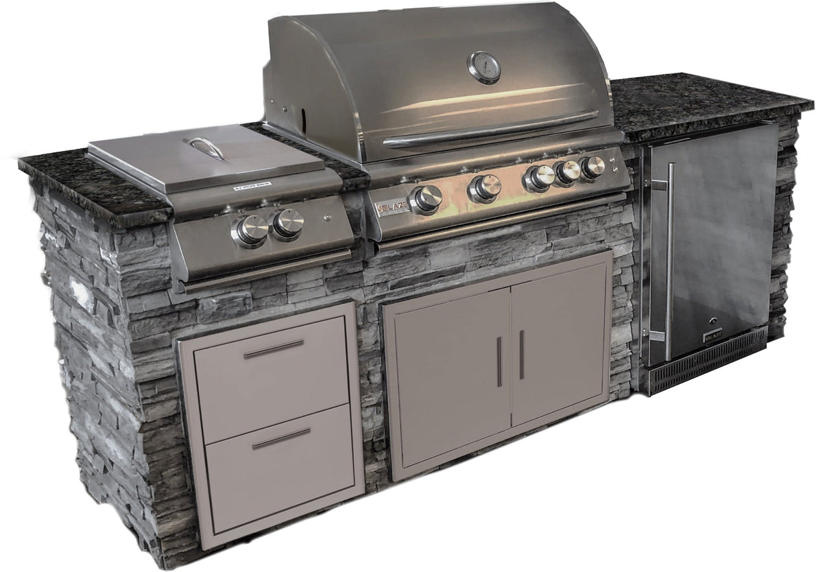 8' TRAD/ LTE GRILL ISLAND W/FRIDGE & POWER BURNER