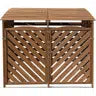 Wooden Trash and Recyclables Bin Storage Shed with Dual Front Doors and Hinged Top Lids in Brown