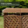 Wooden Trash and Recyclables Bin Storage Shed with Dual Front Doors and Hinged Top Lids in Brown