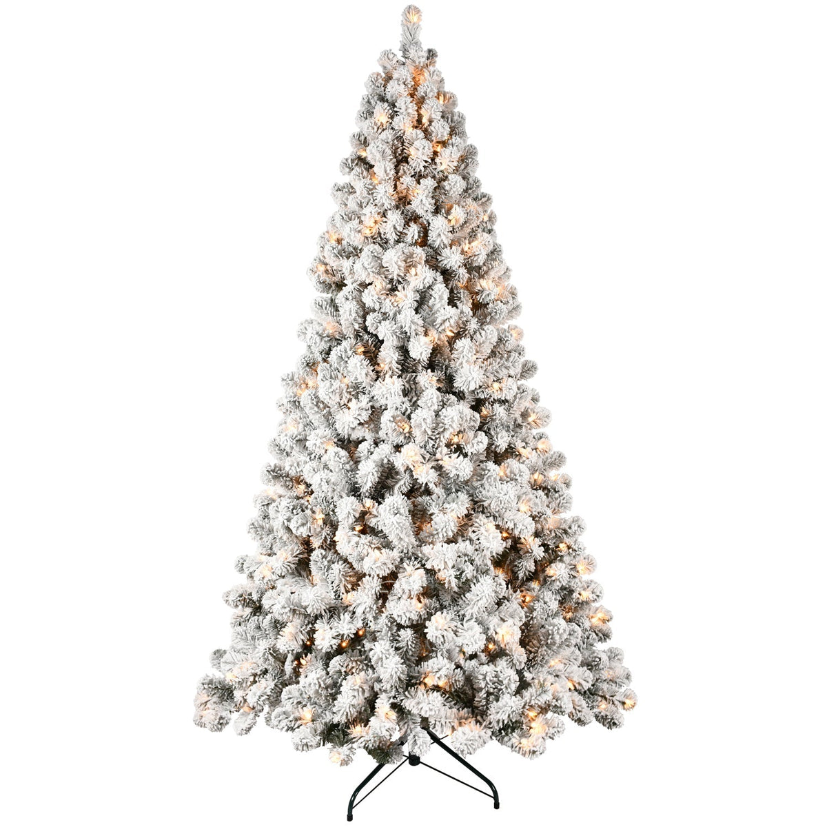5-Foot Pre-Lit Snow-Flocked Christmas Tree with 650 LED Lights - Green/White