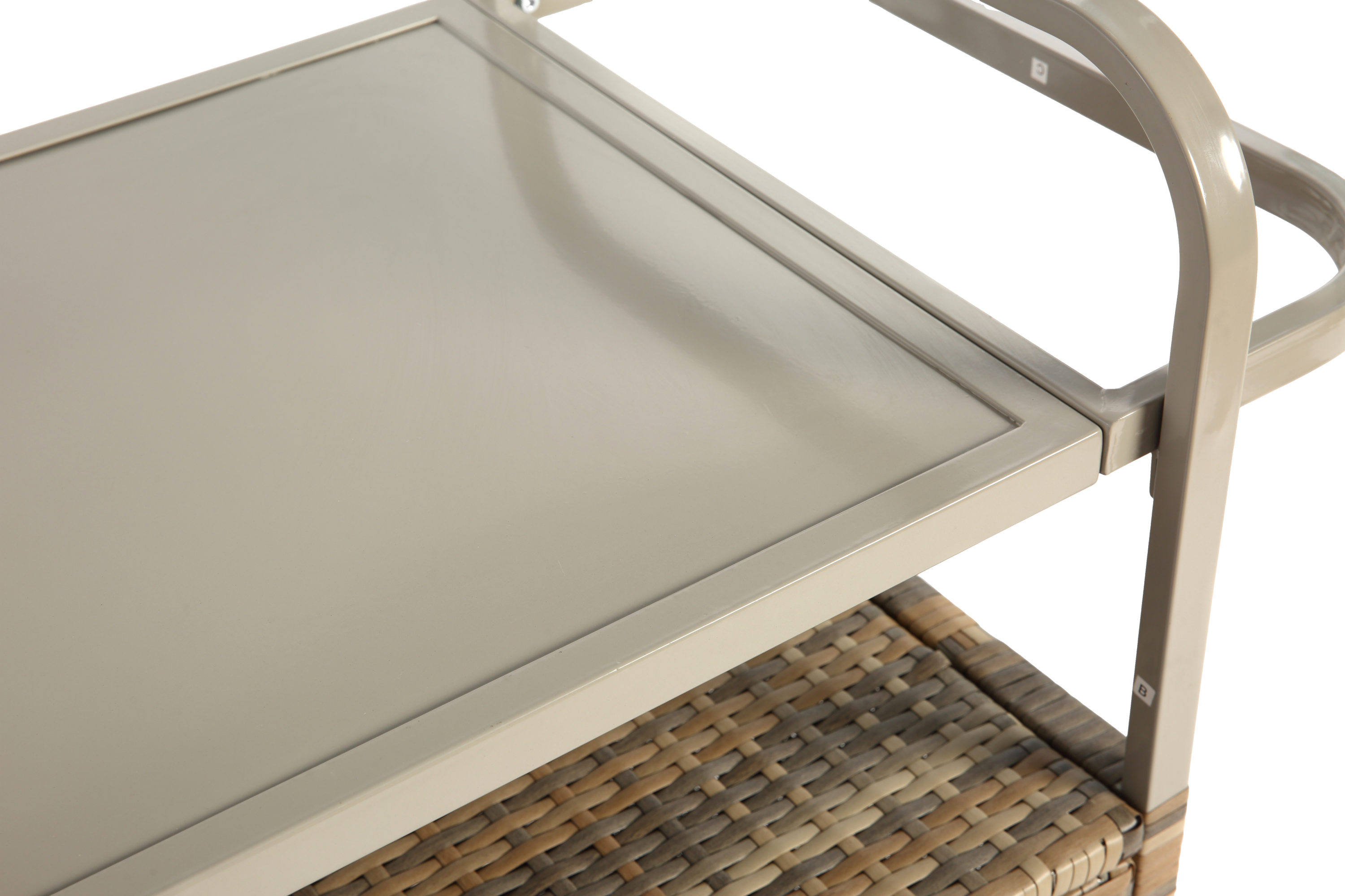 Outdoor Bar Table with Wicker Cabinet and Steel Top