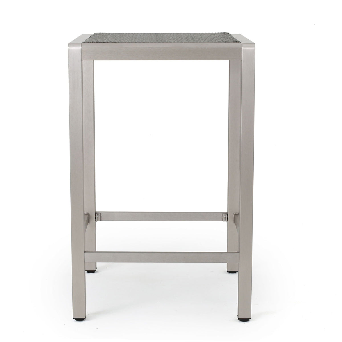 Outdoor 43" Aluminum Bar Table with Rattan Top - Gray / Silver