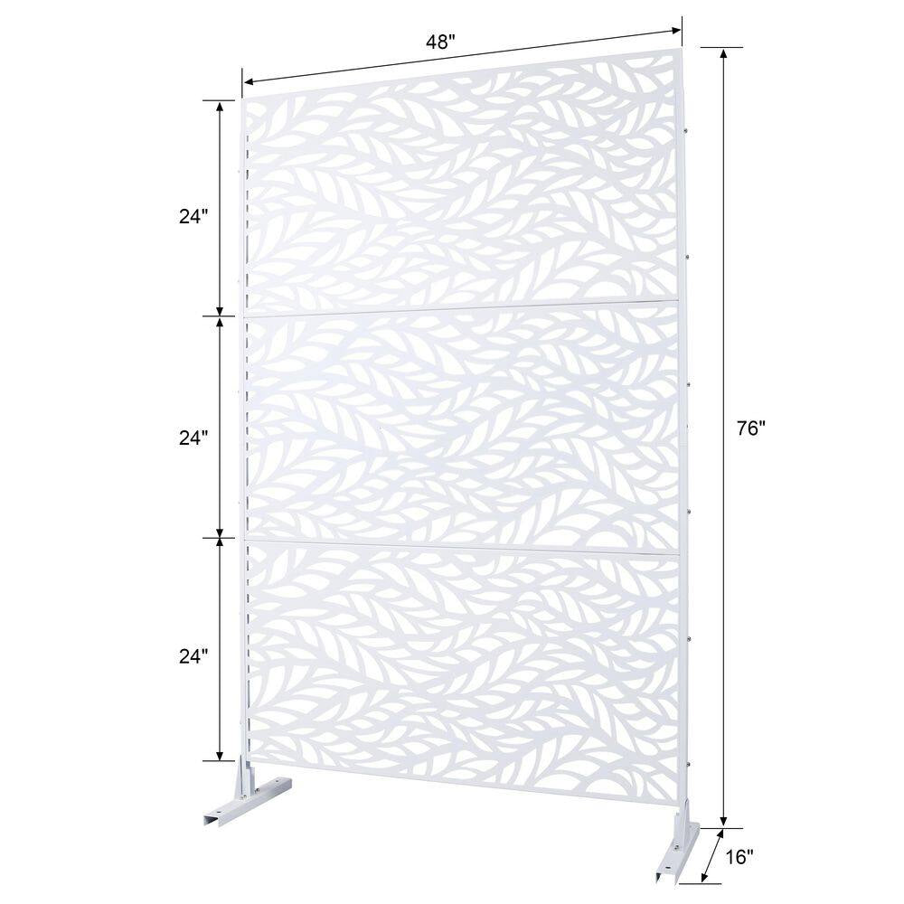 76"X48" Privacy Screen Metal Privacy Screen, Freestanding Decorative Privacy Screen for Deck Balcony Patio, outside Lawn