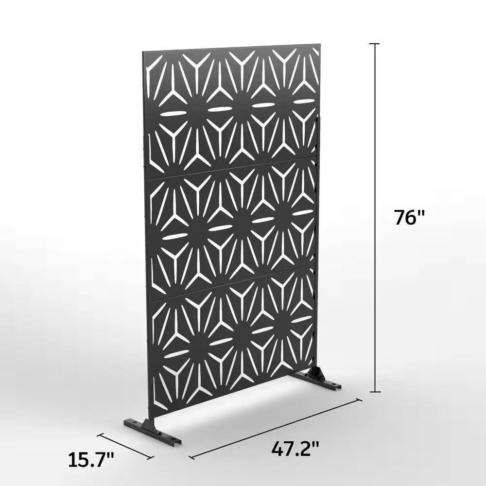 72 In.H X 47 In.W Galvanized Steel Metal Wall Sculptures Garden Fence Deck Privacy Screen Garden Screen Panels
