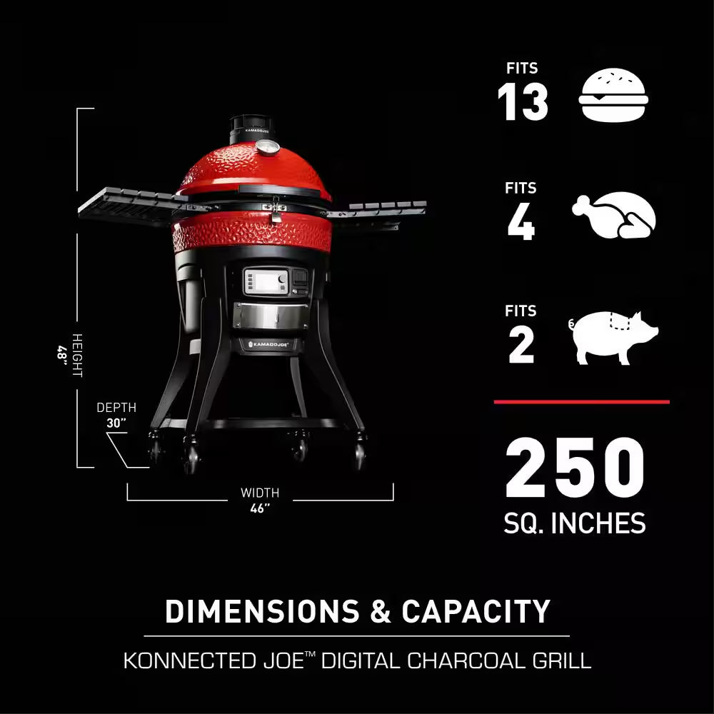 Konnected Joe 18 In. Digital Charcoal Grill and Smoker with Auto-Ignition and Wi-Fi Temperature Control