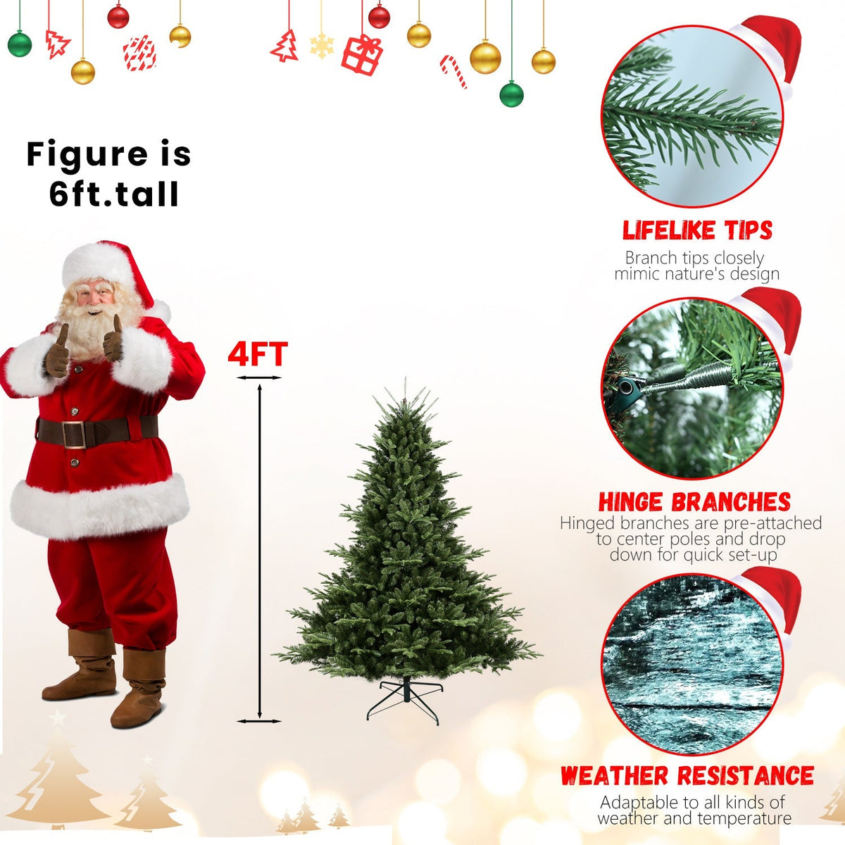 Full-Shaped 6 Ft Christmas Tree with 1673 PE/PVC Tips - Green
