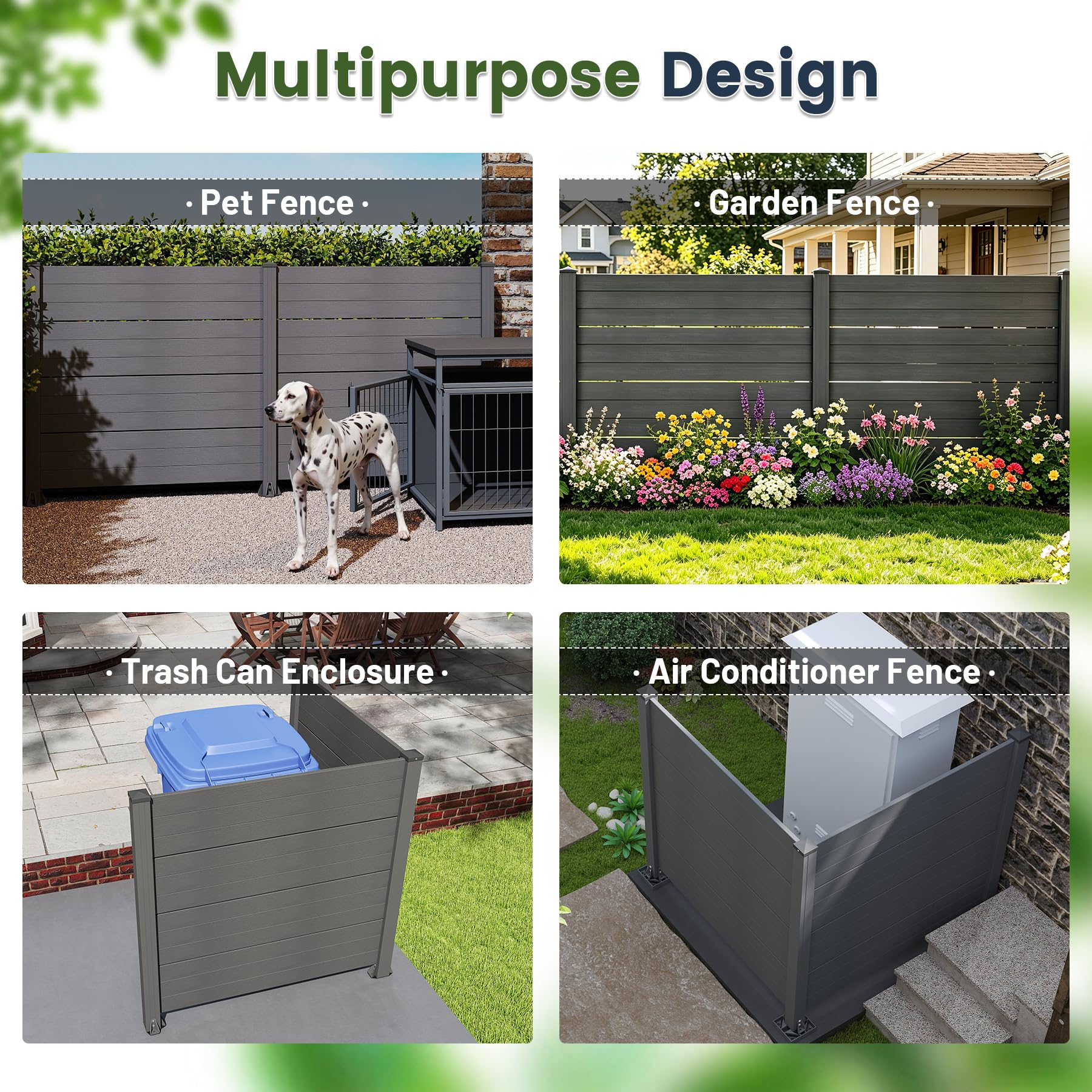 50" W x 49" H Outdoor Privacy Screen, Air Conditioner Fence, All-Weather Vinyl Privacy Fence Screens with Aluminum