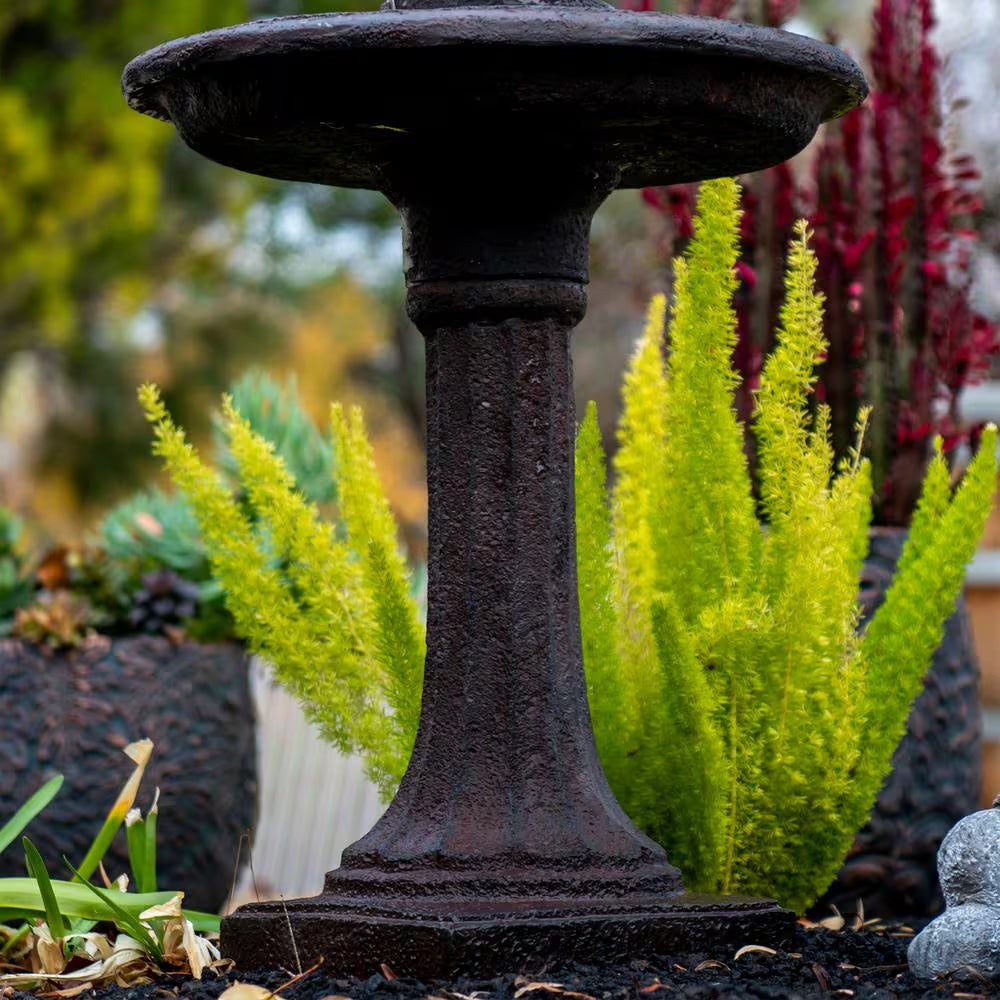 28 In. H Tiered Freestanding Classic Bird Bath Outdoor Water Fountain W/Auto Shut-Off Pump, Brown