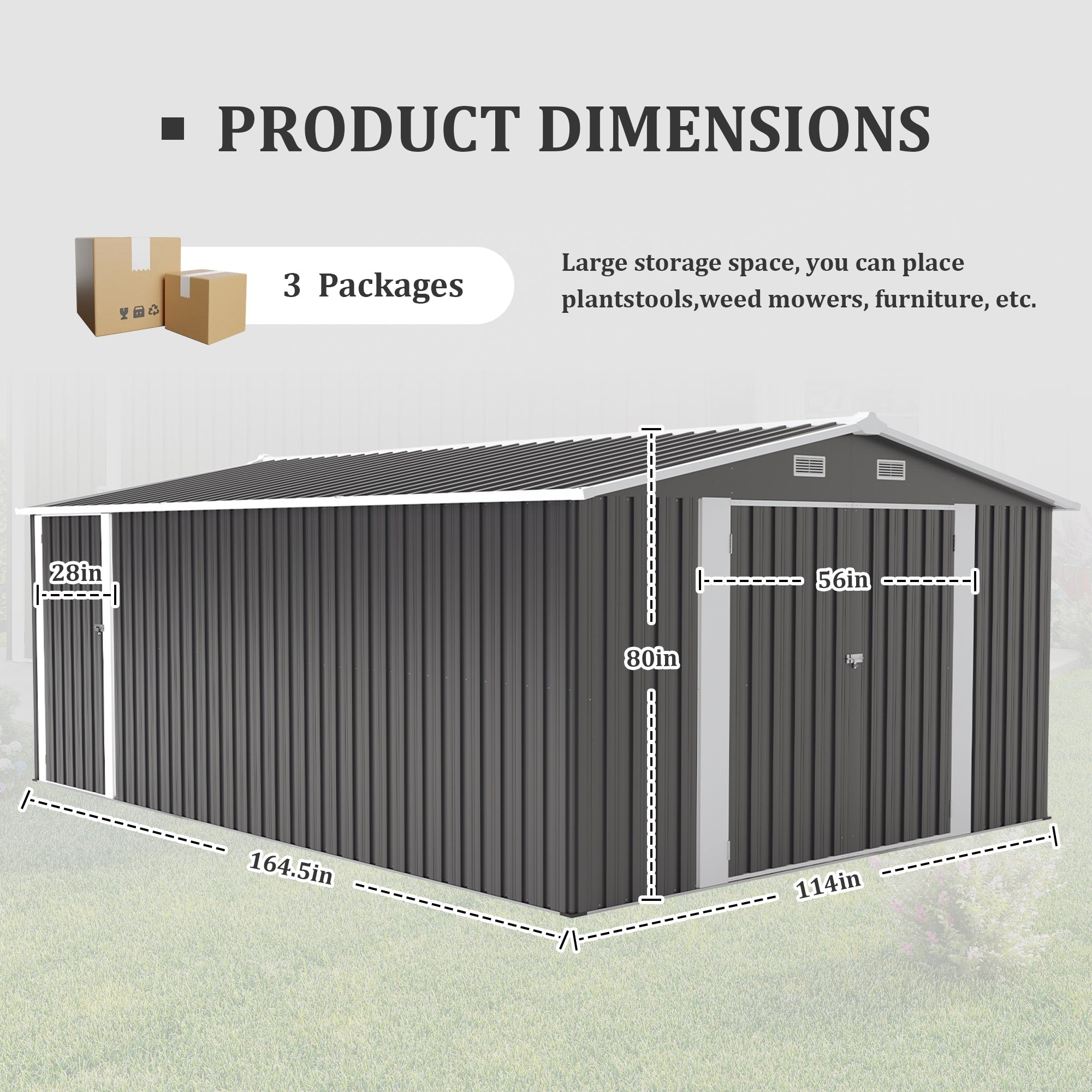 Campcraft Outdoor Storage Shed 10x14 FT with 3 Lockable Doors