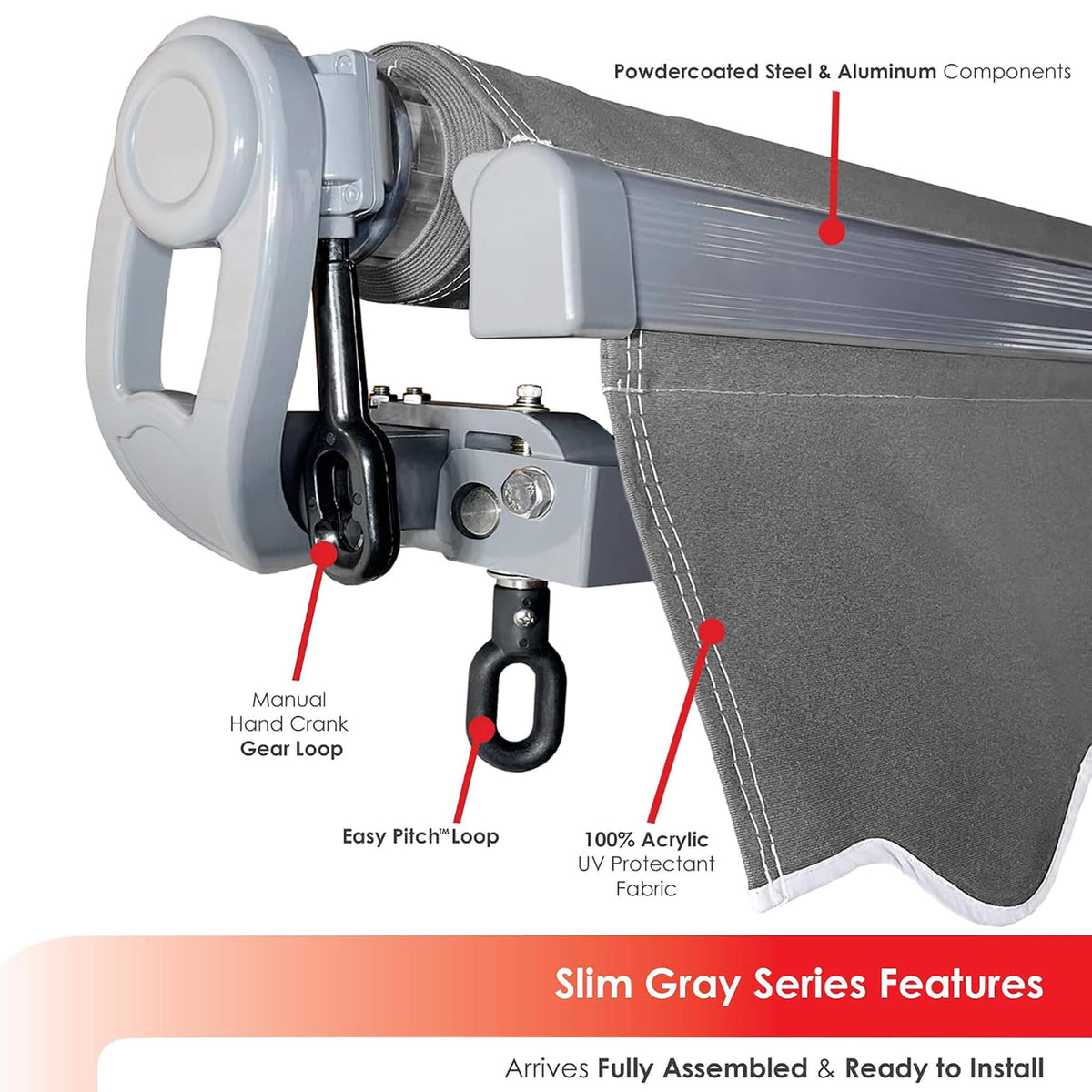 Advaning SG Series Manual Retractable Fully-Assembled Sun Shade Canopy Awning