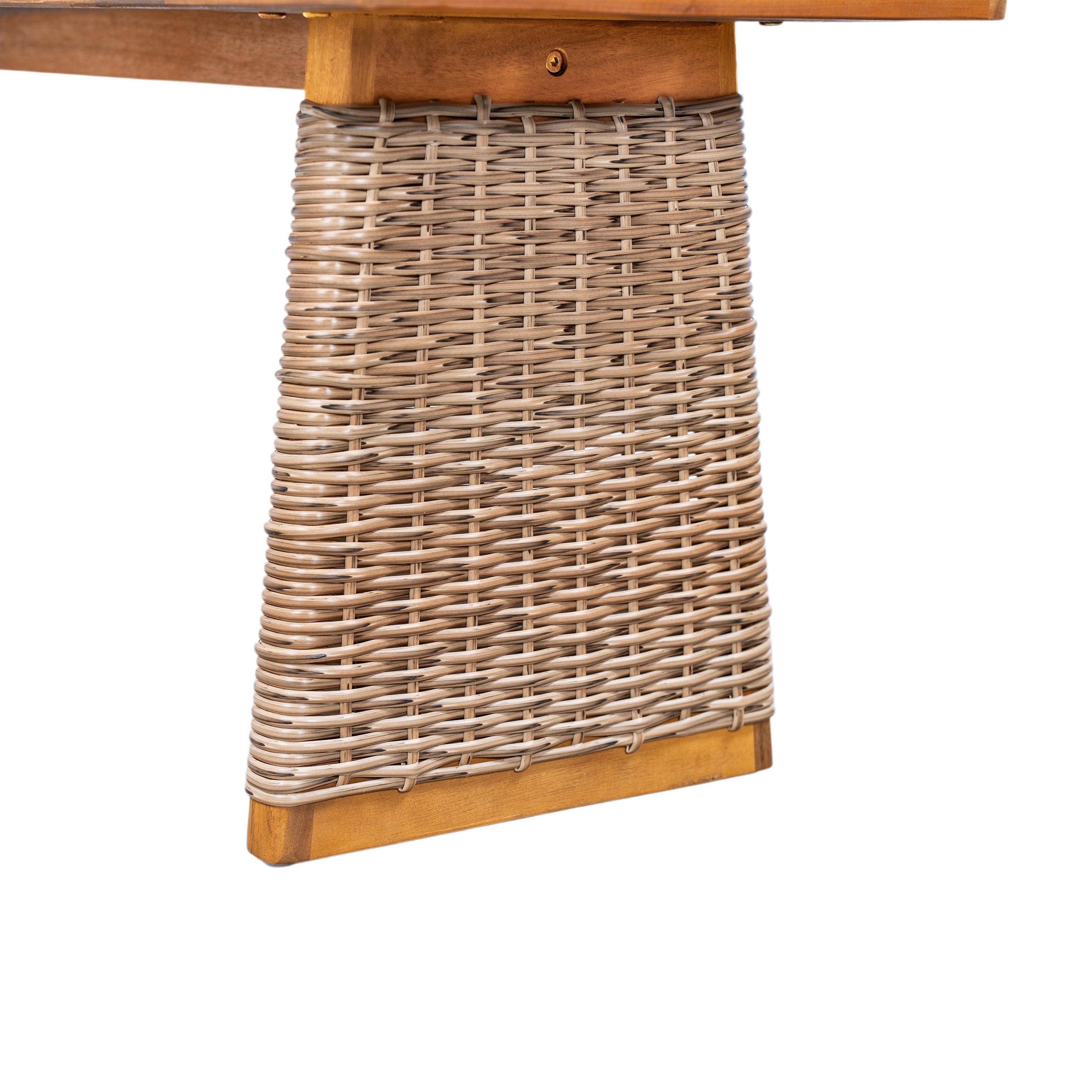 Outdoor Acacia Wood Dining Table Set with 1 Table and 1 Bench