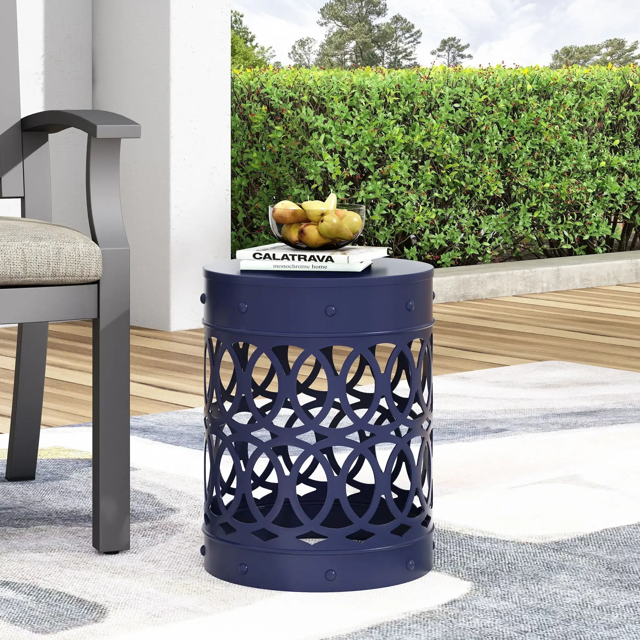 Outdoor Metal Large End Table, Modern Design