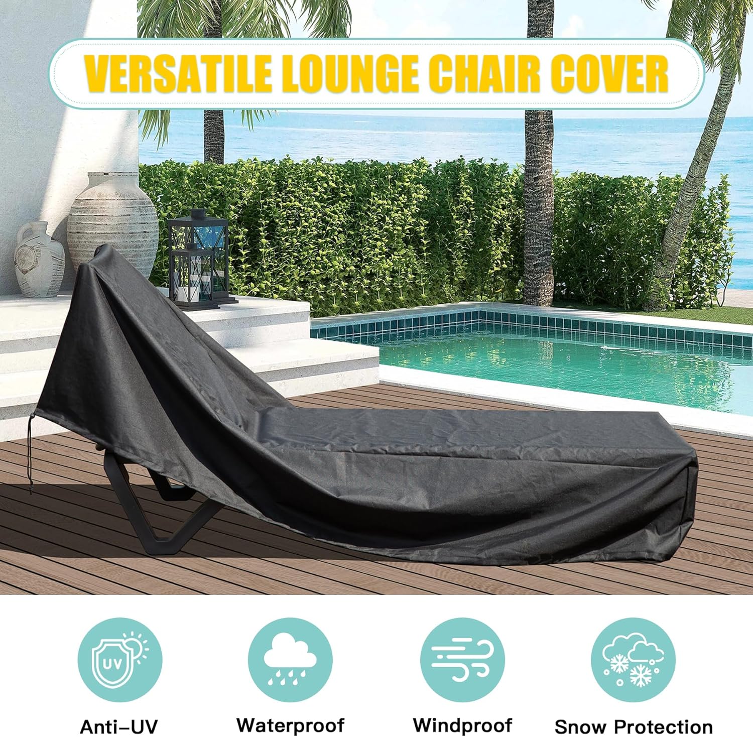 Waterproof Patio Lounge Chair Cover - Heavy Duty Outdoor Protection