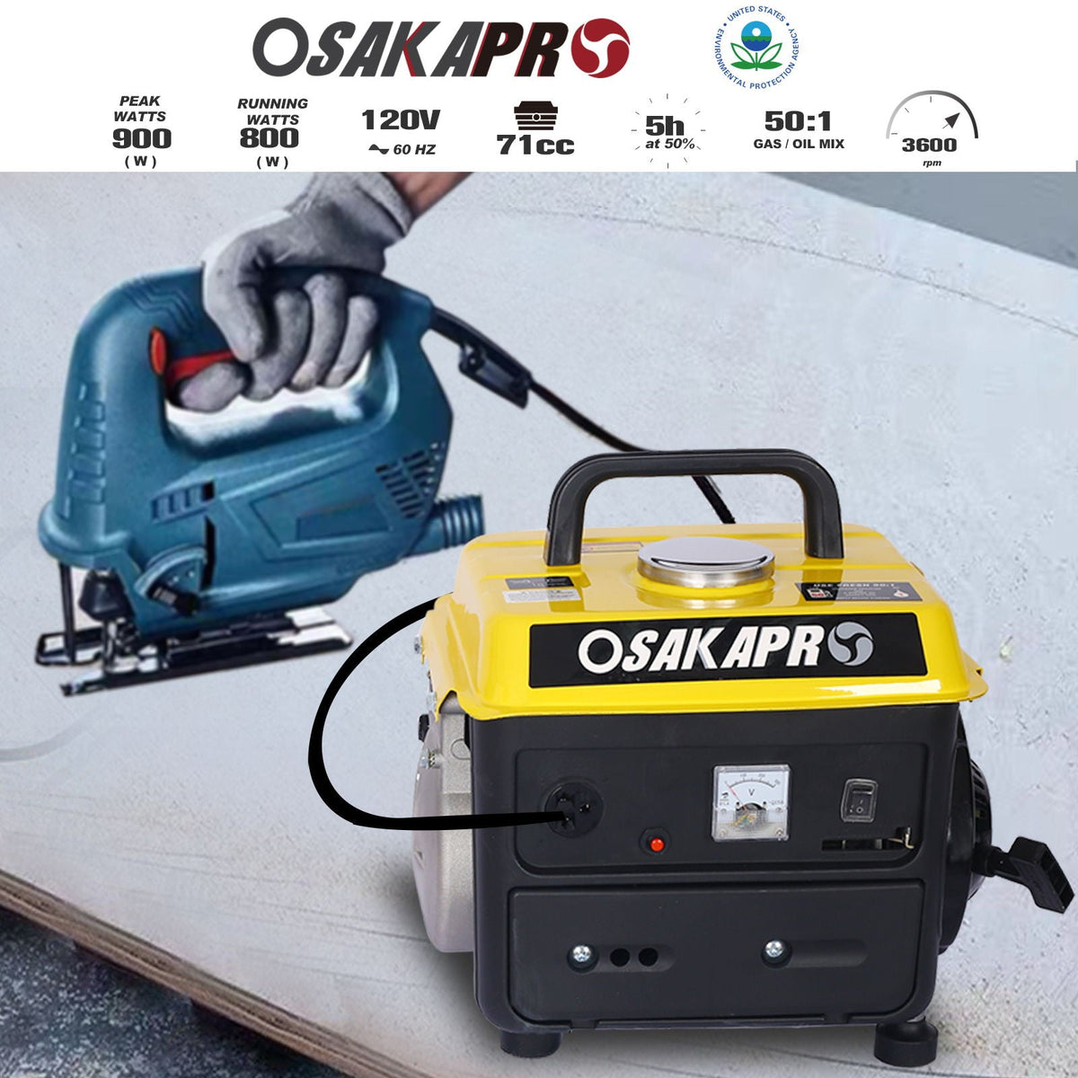 Portable Outdoor Generator with Low Noise - Yellow
