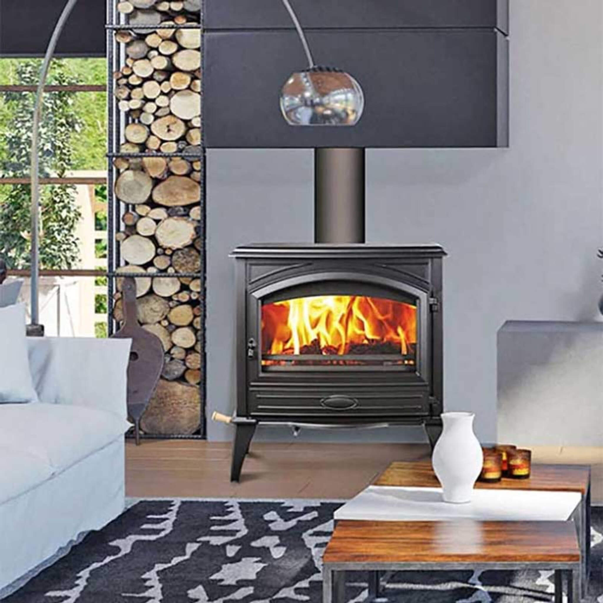 Amantii Lynwood Wood Burning Cast Iron Stove Fireplace