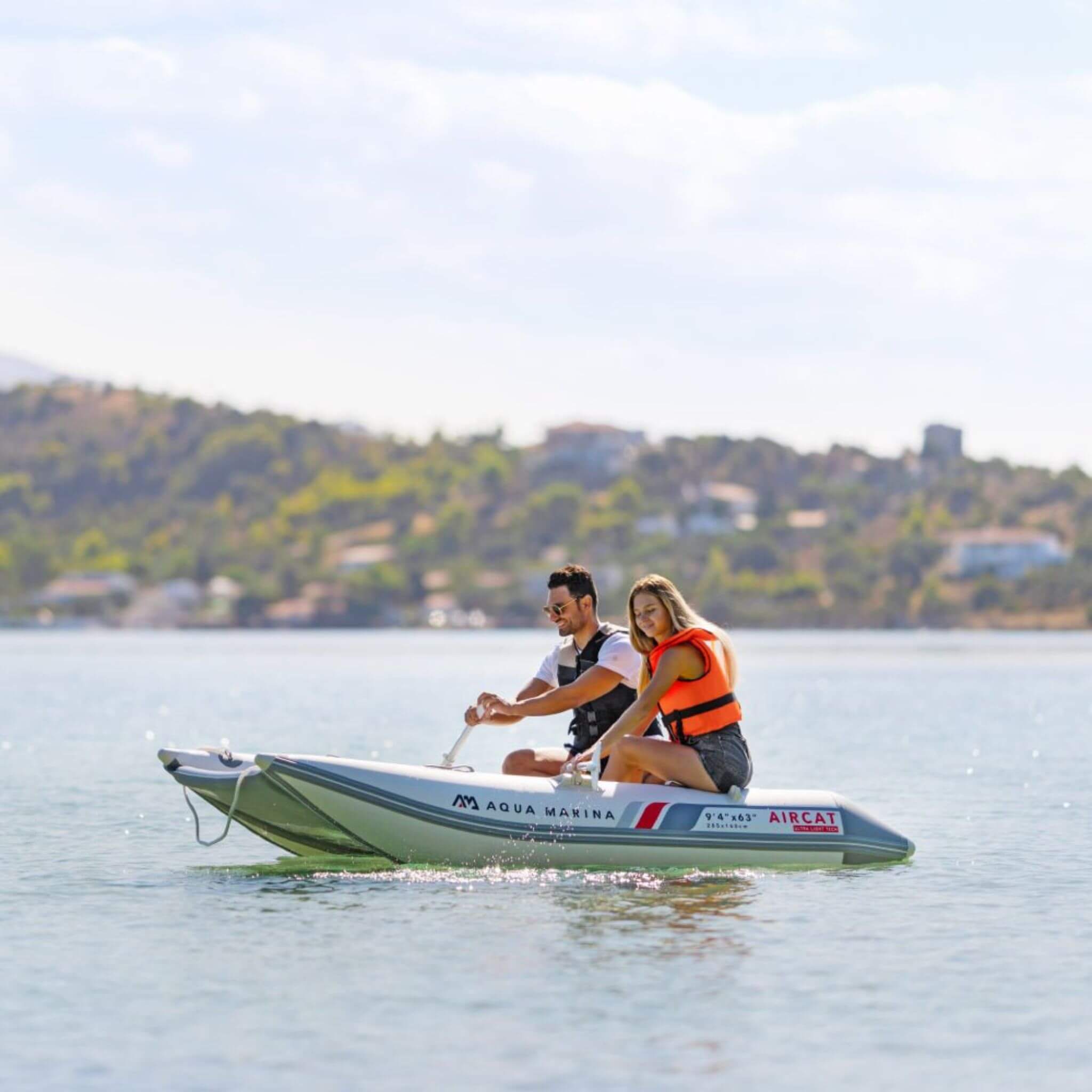 Aqua Marina Aircat 11 ft 5-Person High-Speed Inflatable Catamaran with DWF Air Deck