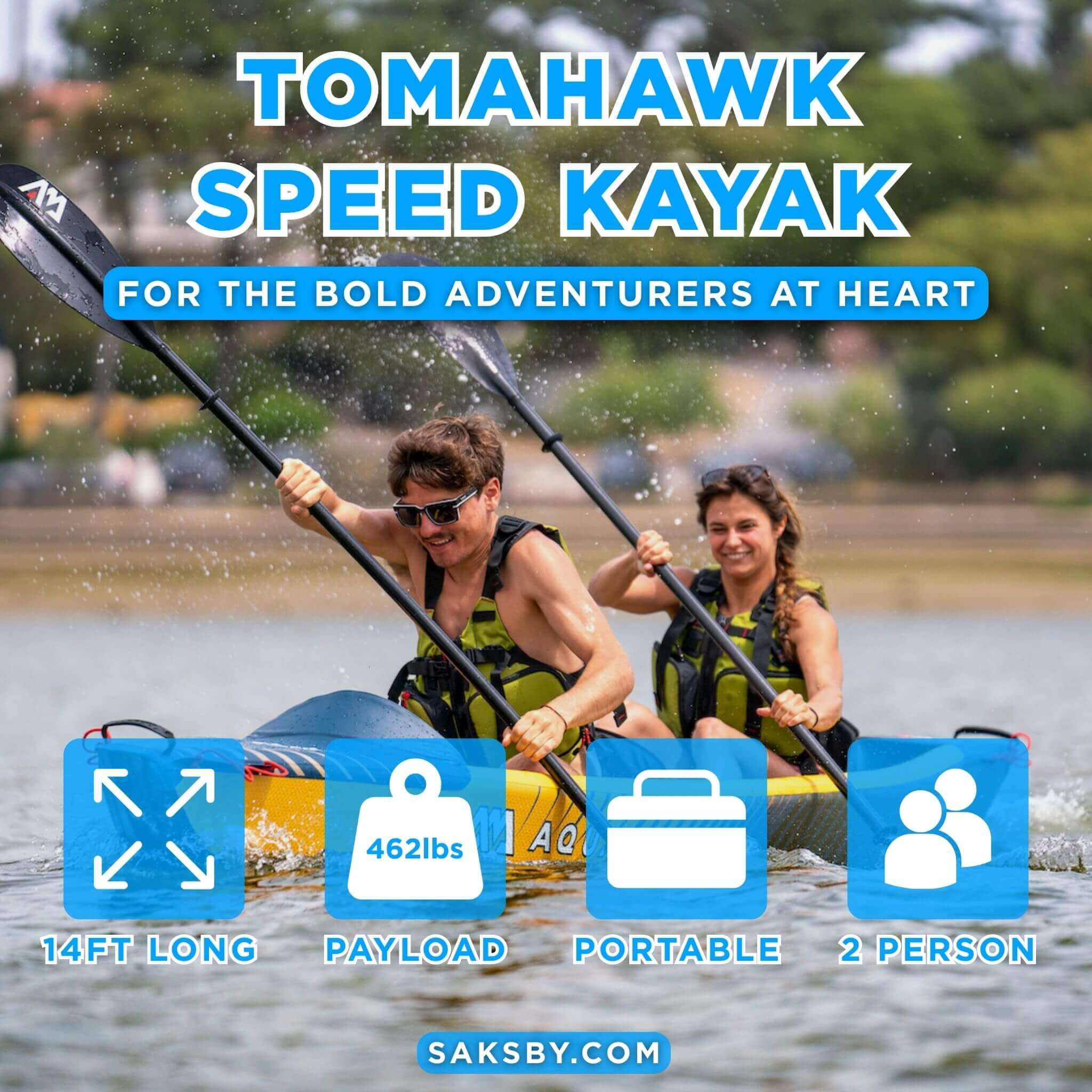 Aqua Marina Tomahawk AIR-K 440 14FT 2-Person High-Pressure Speed Inflatable Kayak