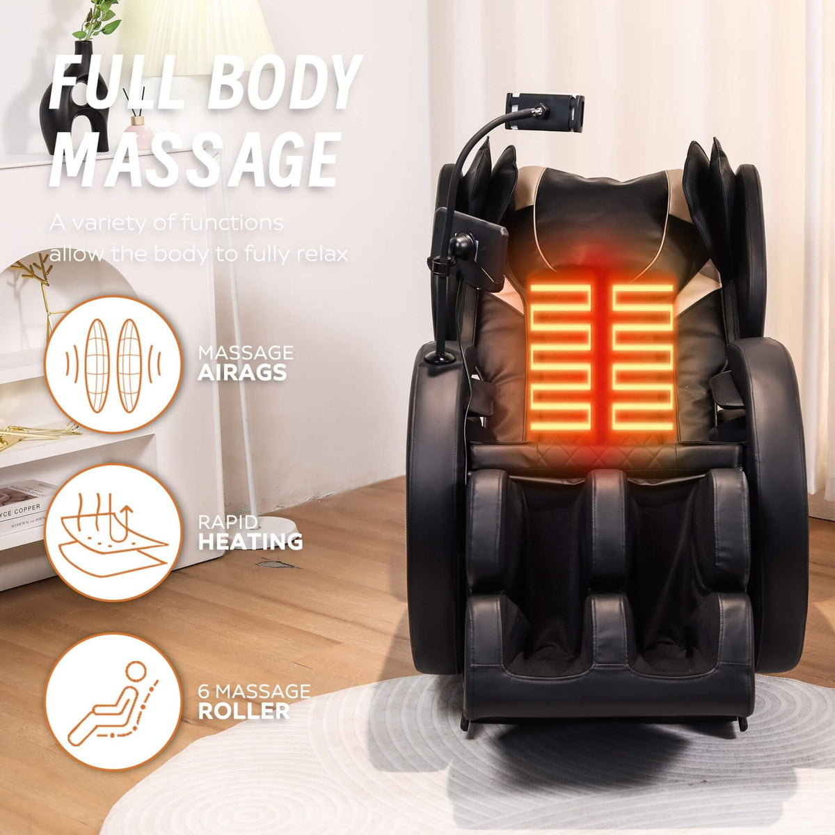 Tranquil Automatic Zero-Gravity Massage Recliner Chair With Full Body Air Pressure