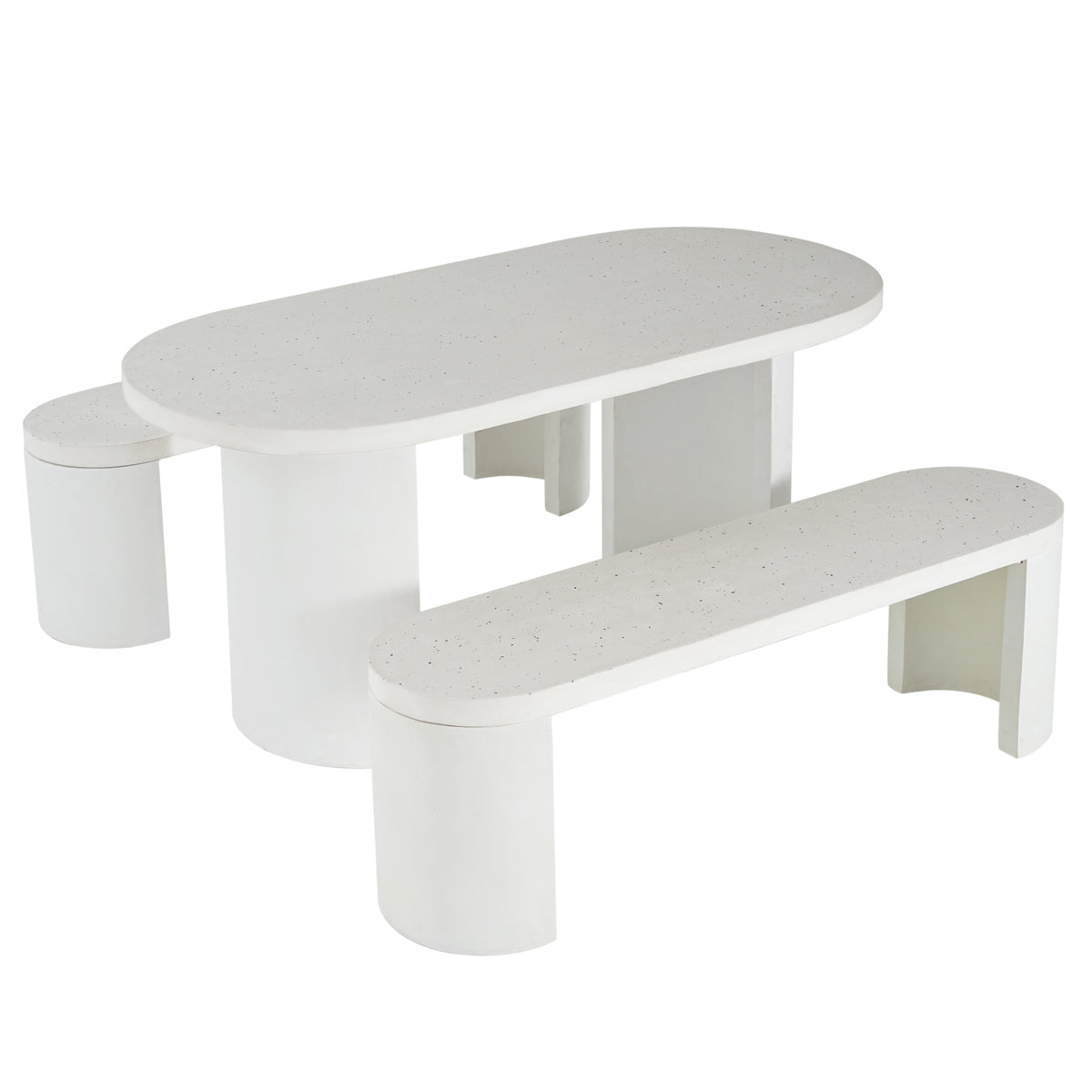 3 Pcs Modern Outdoor Concrete Dining Set
