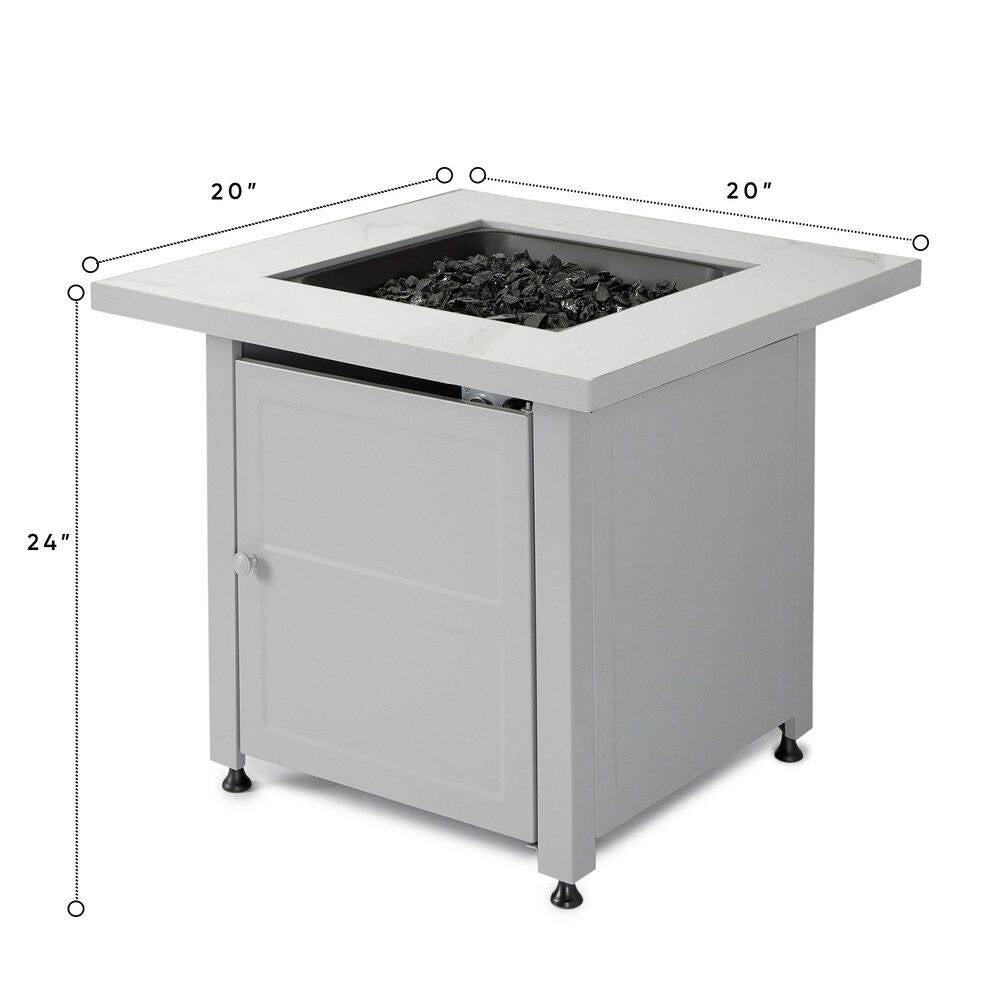 30 In. Gas Fire Pit Table with Cover, Black Glass
