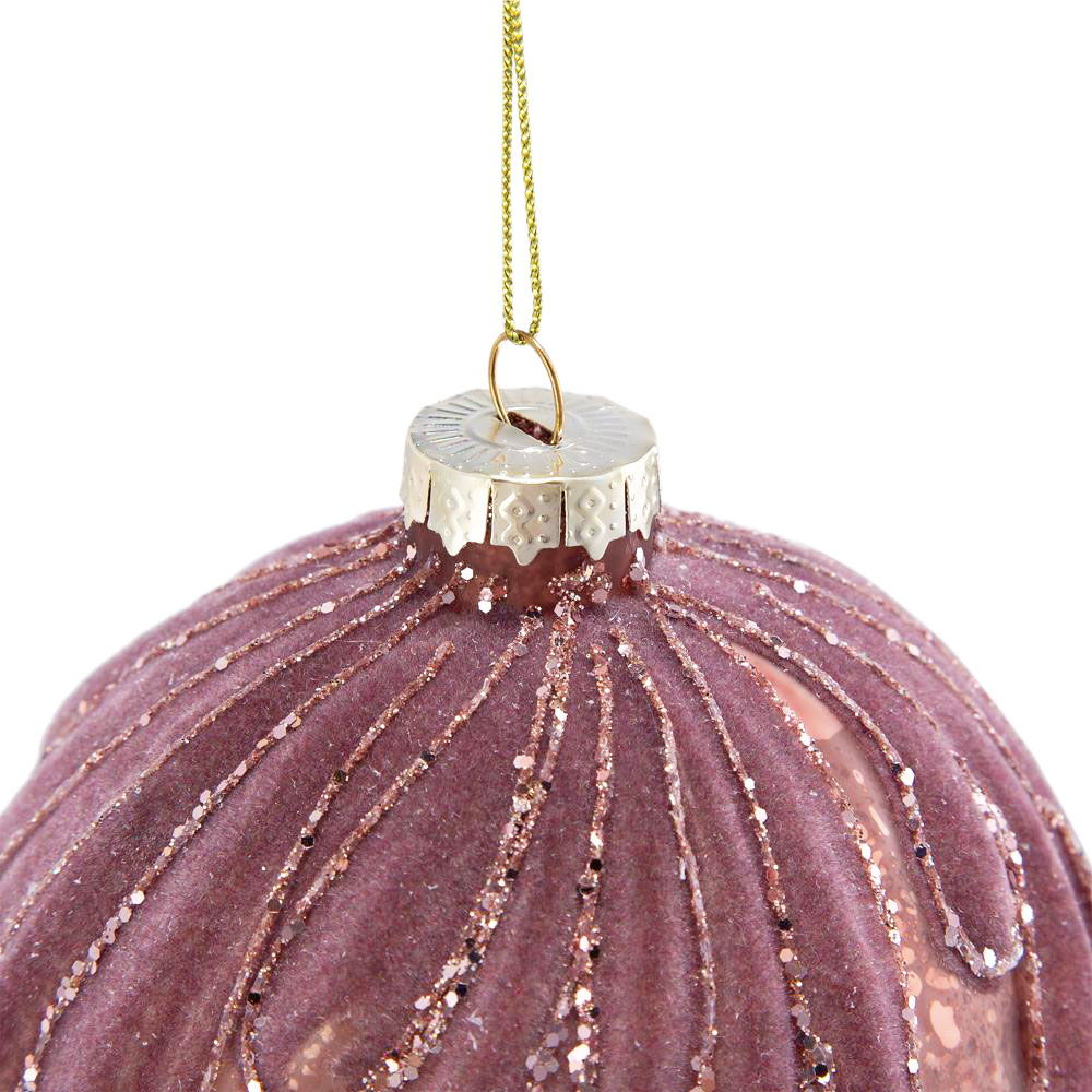 Decorative Hanging Glass Christmas Ball Ornaments - Set of 6 with Elegant Glass Design - Pearl Silver or Purple