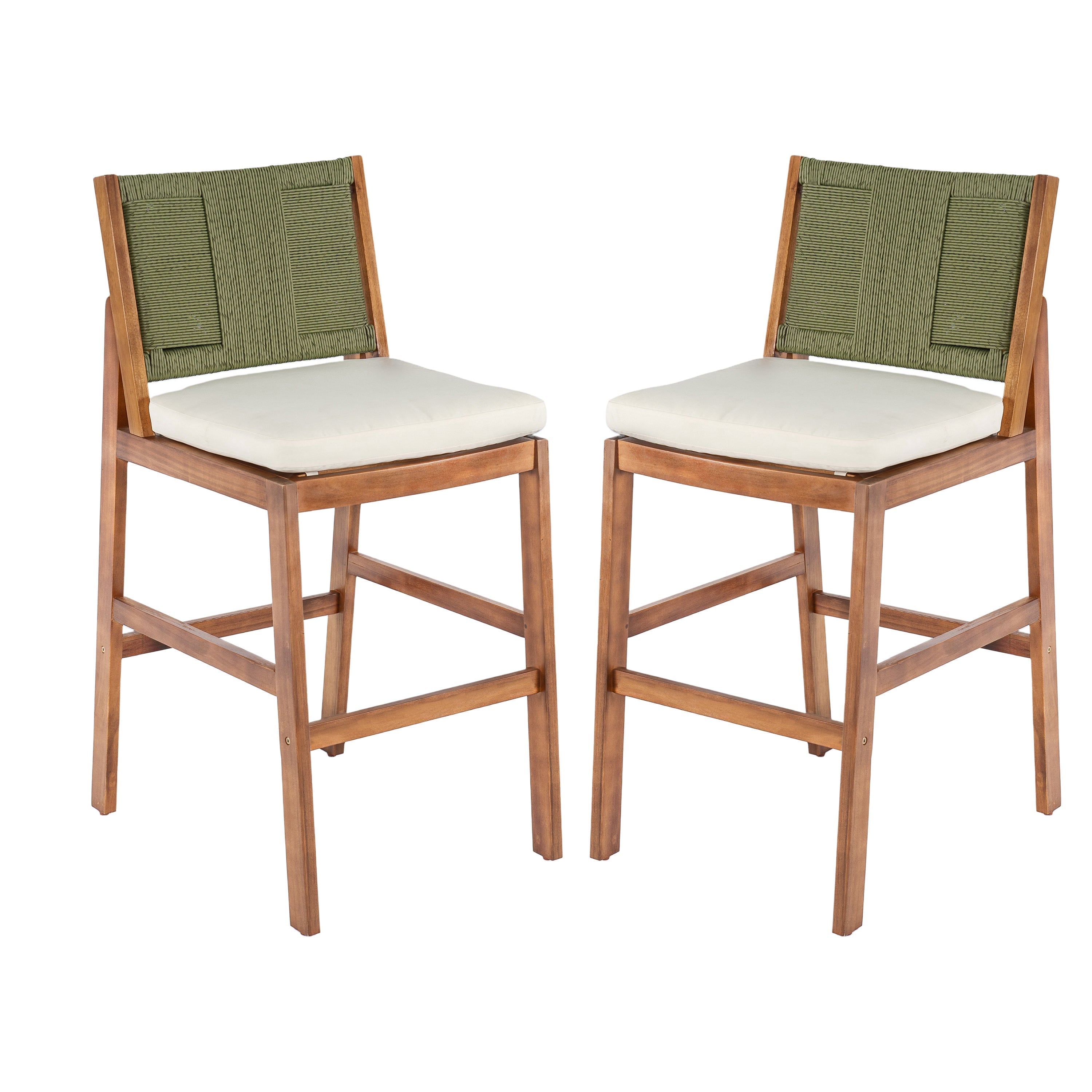 Outdoor Acacia Wood Bar Stools (Set of 2)