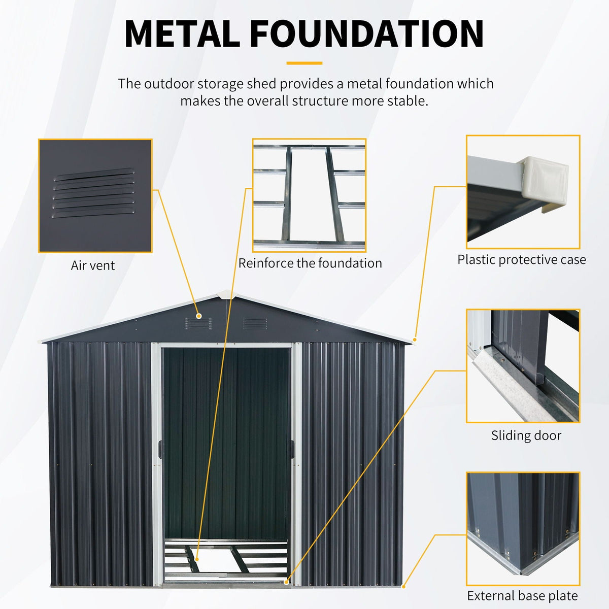 Outdoor Metal Storage Shed With Floor Base