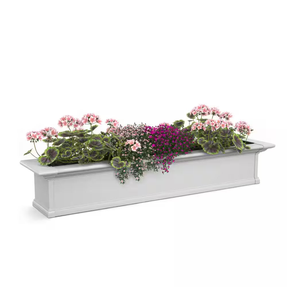 Yorkshire 48 In. X 12 In. Self Watering White Vinyl Window Box