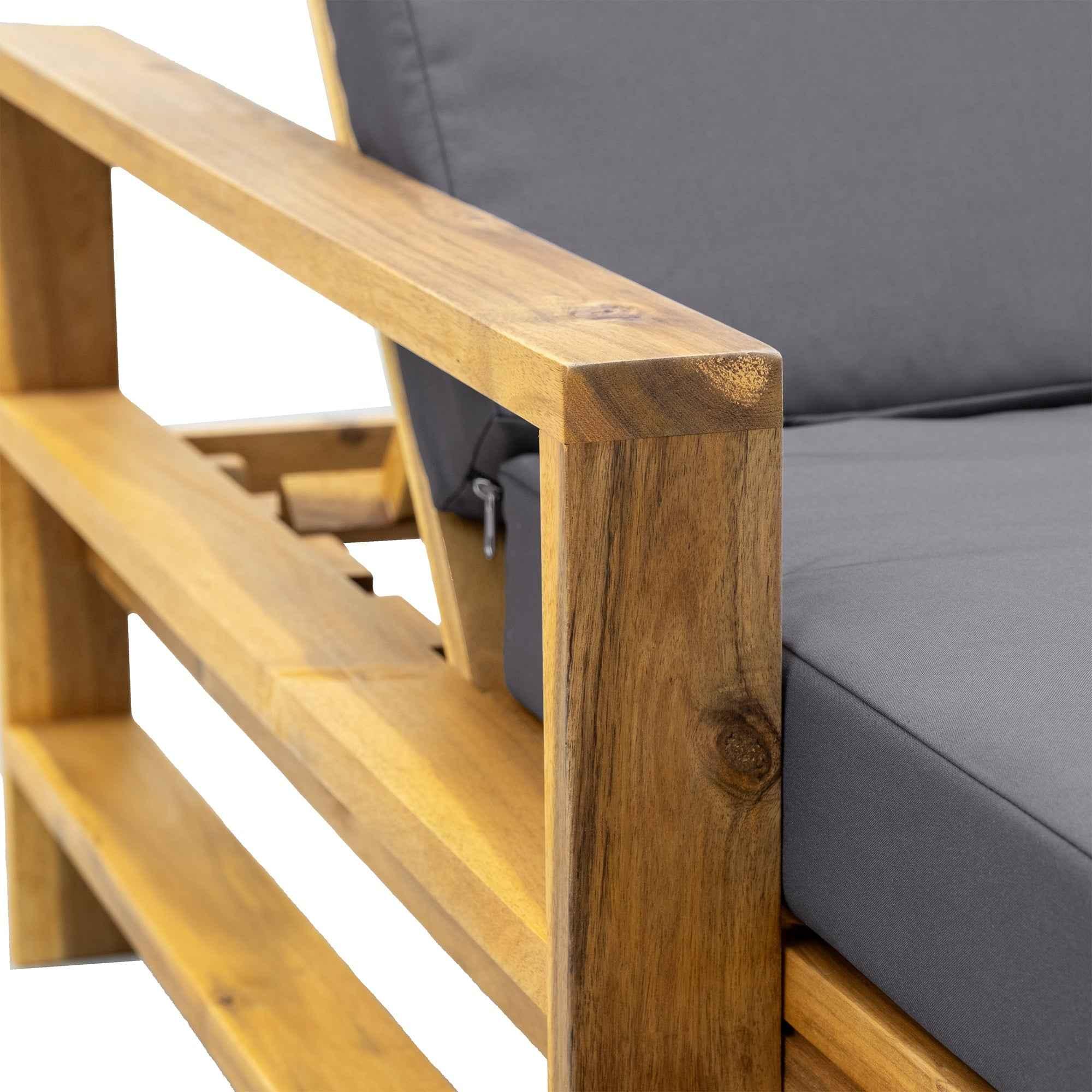 Acacia Wood Adjustable Backrest Outdoor Lounge Chair, Suitable for