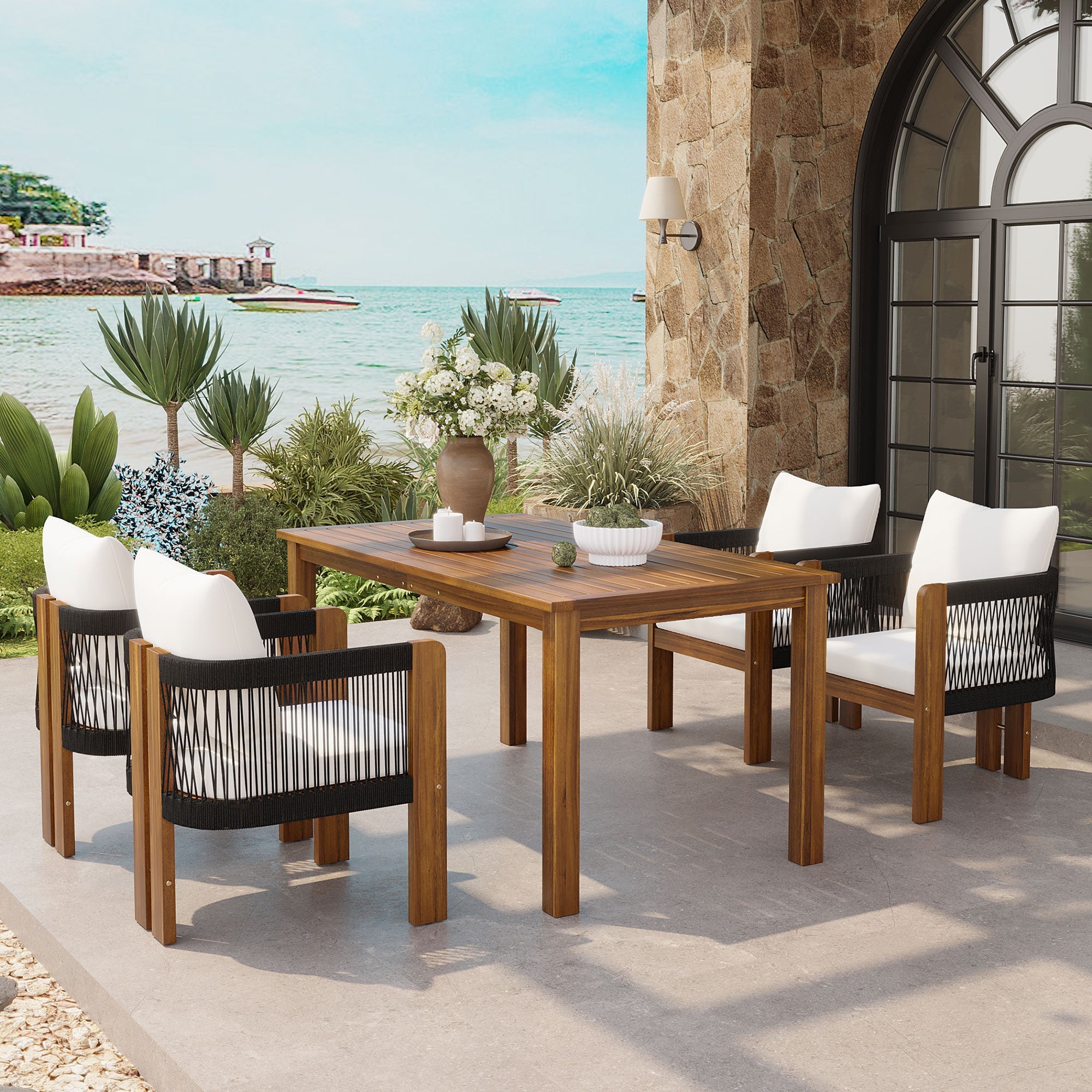 U_STYLE Luxury 5-Piece Outdoor Patio Dining Set for 4