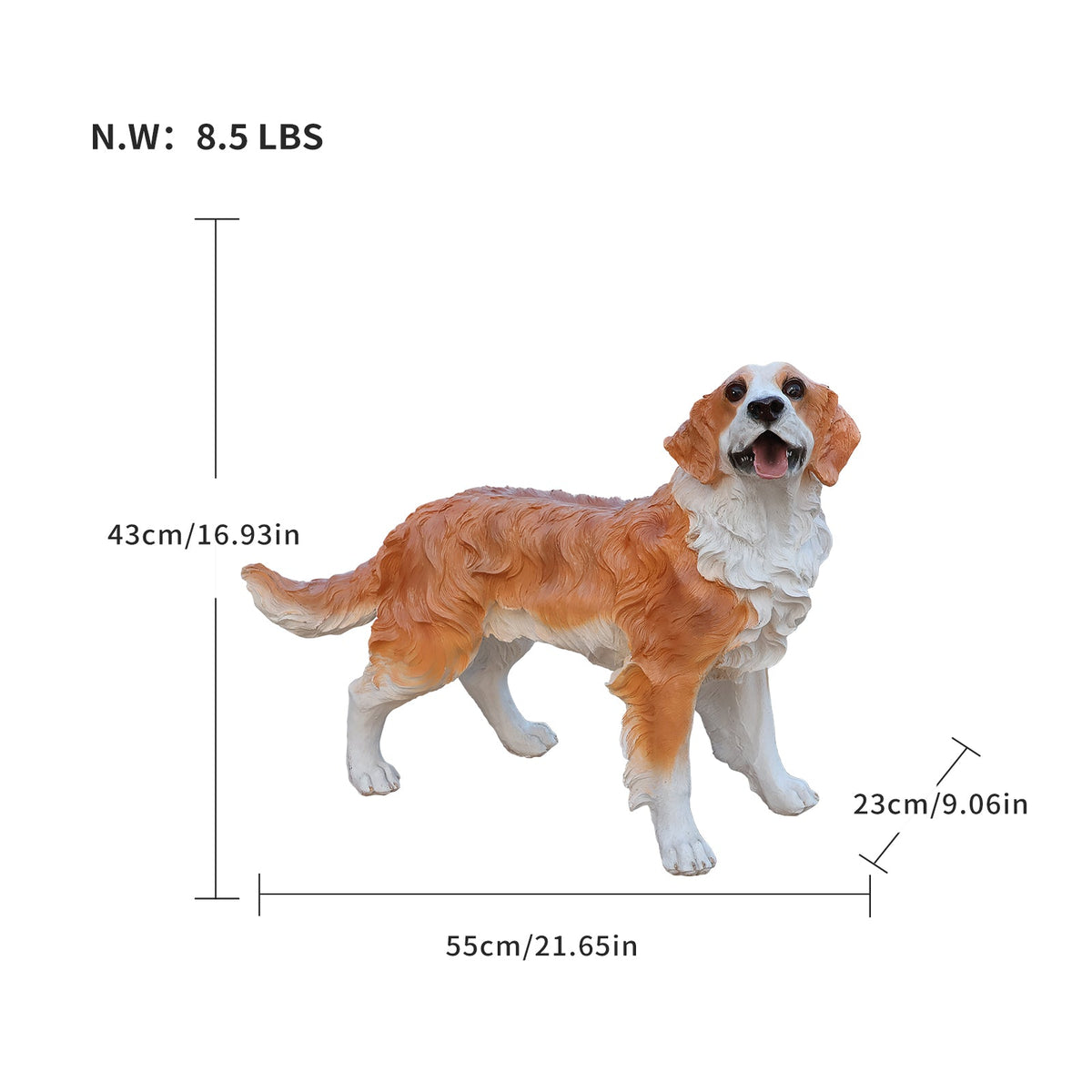 Lifelike Hound Dog Statue, Realistic Resin Animal Figurine for Indoor Outdoor Garden Lawn Yard Home Decor, Art Craft Gift, Brown+White