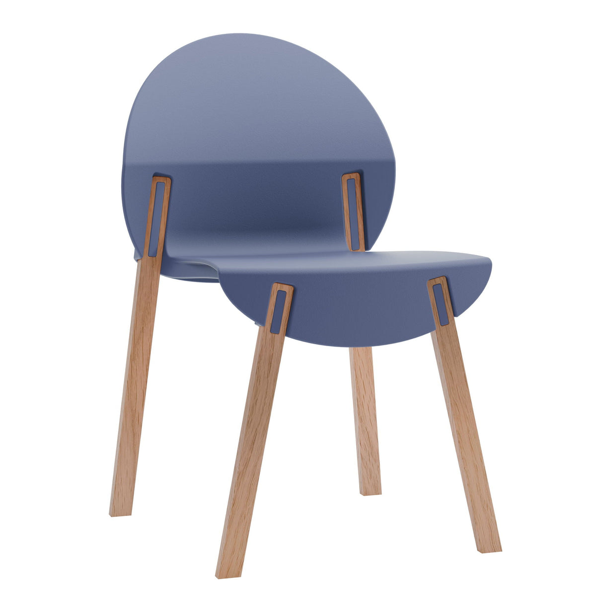 4 Piece Outdoor Chair Set with Waterproof Polypropylene Seats and Oak Legs - Blue, Orange, Red