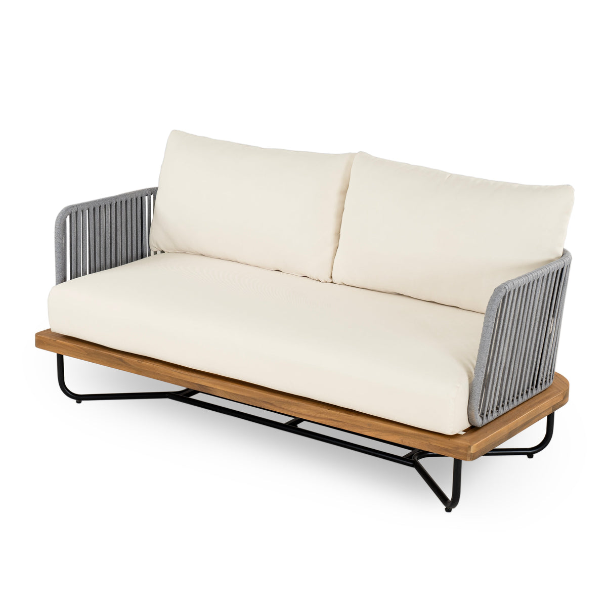 Lucca Outdoor 8 Seaters Patio Set with Rope Woven Detail - Acacia Wood