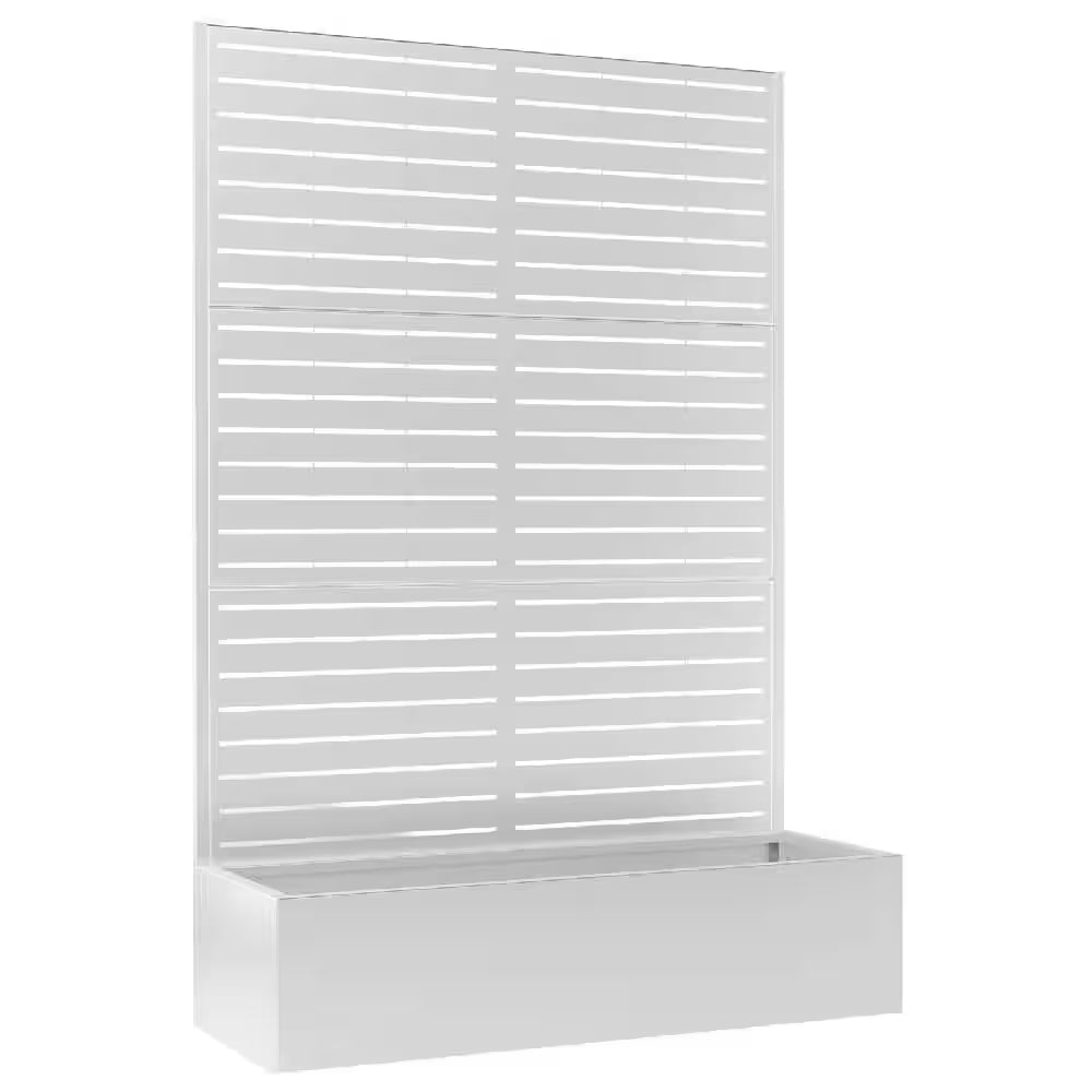47 In. L X 16 In. W X 71 In. H Metal Raised Garden Planter Box Trellis-White Rectangle Pot Climbing Plants Cucumbers